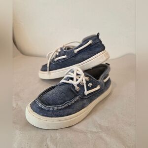 Sperry Boys Size 13 Loafers Boat Shoes Slip On Blue Canvas Preppy Old Money